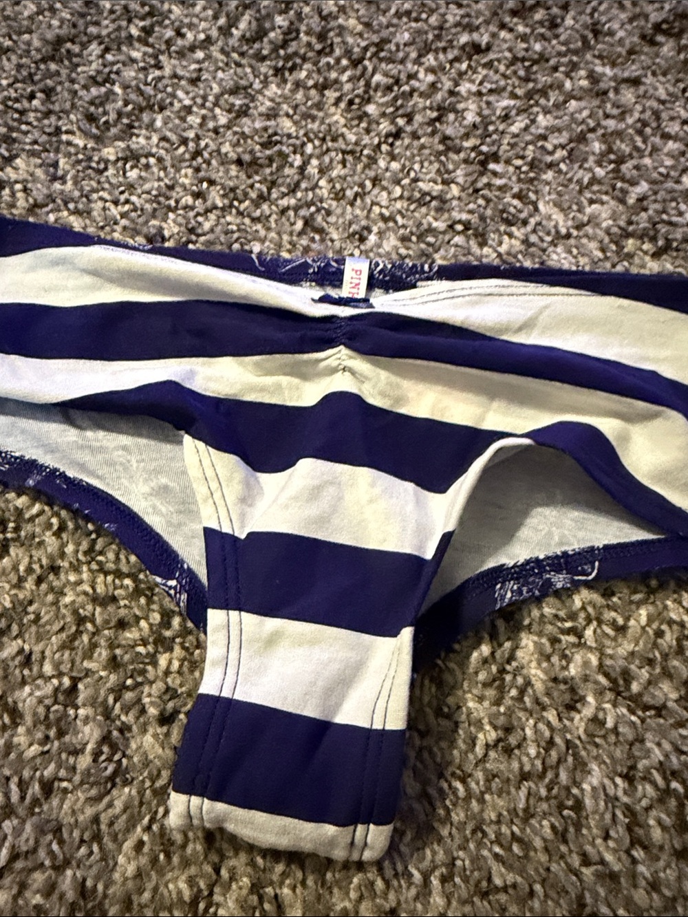 PINK Victoria's Secret Navy & White Striped Bikini Panty